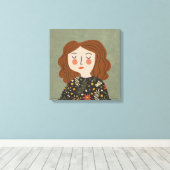 フラワーガールイラストレーション キャンバスプリント (インサイチュ (ウッドフロア))