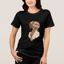 フラワーガールイラスト レディースTシャツ トライブレンドTシャツ