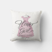 フラワーガールウォーター色ピンクドレスカスタム クッション (正面)