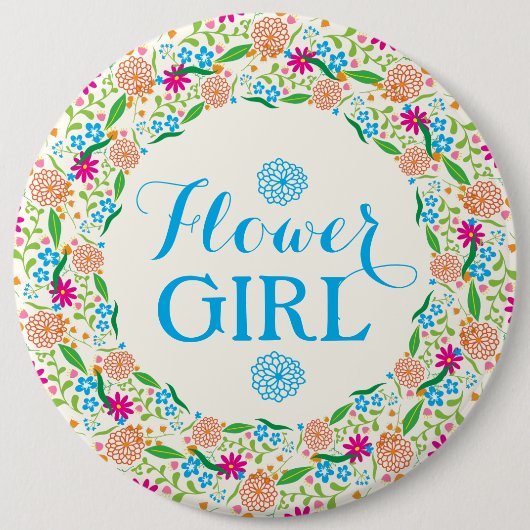 フラワーガールカラフル – 夏花リース2 缶バッジ (正面)