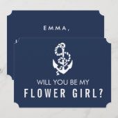 フラワーガールカード | 海事ロープ＆アンカー 招待状 (正面/裏面)