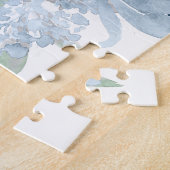 フラワーガールギフトダスティブルー結婚ズフローラブーケ ジグソーパズル (側面)