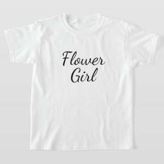 フラワーガールスクリプトタイポグラフィオンホワイト Tシャツ