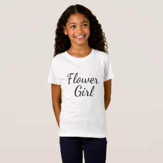 フラワーガールスクリプトタイポグラフィオンホワイト Tシャツ