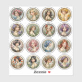 フラワーガールズラウンドアールヌーボービニールステッカー シール (シート)