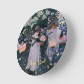 フラワーガールズ紙ランタンヴィンテージアートデコール ラウンド壁時計 (傾斜)