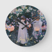 フラワーガールズ紙ランタンヴィンテージアートデコール ラウンド壁時計 (正面)