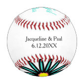 フラワーガールターコイズ花 野球ボール (裏面)