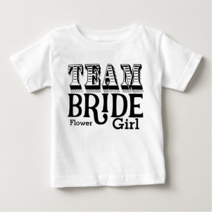 フラワーガールチーム花嫁ハンドレターブラックインク ベビーTシャツ