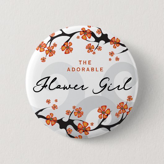 フラワーガールトロピカルフラワーズシック結婚ズ 缶バッジ (正面)