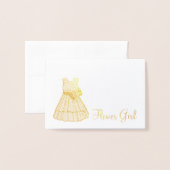 フラワーガールドレス結婚のブライダルパーティギフト 箔カード (封筒付き正面)