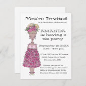 フラワーガールバースデーパーティーの招待 招待状 (正面/裏面)