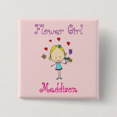 フラワーガールパーソナライズされた 缶バッジ (正面)