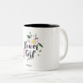 フラワーガールピンクフローラ水色結婚ズ ツートーンマグカップ (正面右)