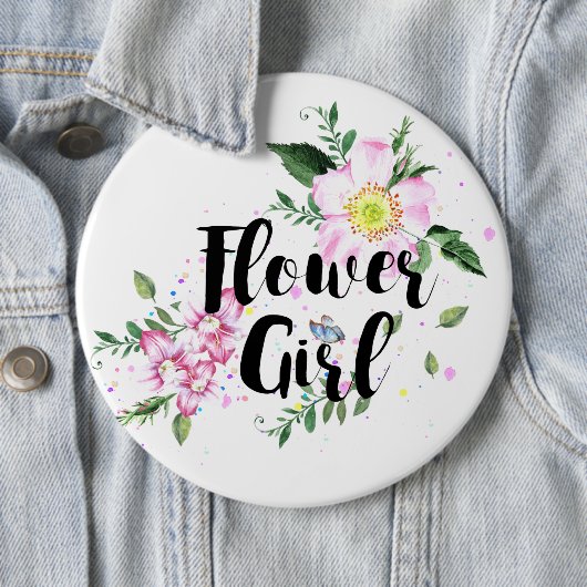 フラワーガールピンクフローラ水色結婚ズ 缶バッジ (インサイチュ)