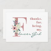 フラワーガールピンクフローラ結婚手紙 サンキューカード (正面/裏面)
