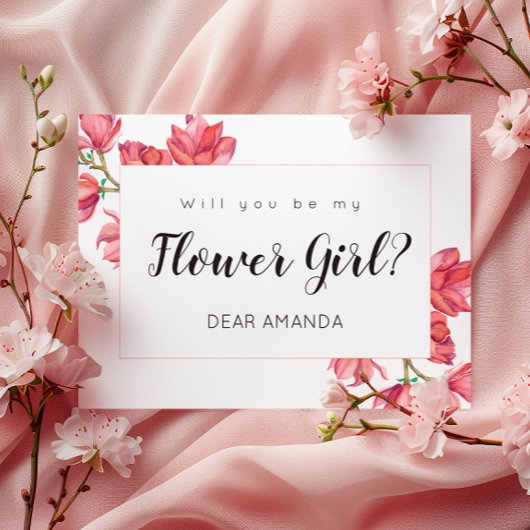 フラワーガールピンクホワイトフローラマグノリアカード シーズンポストカード