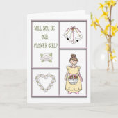 フラワーガールピンク カード (黄色い花)