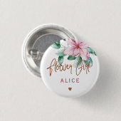 フラワーガールフローラピンク銅ブライダルシャワー 缶バッジ (正面&裏面)