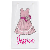 フラワーガールブライダルウェディングパーティーピンクガウン スモールペーパーバッグ (正面)