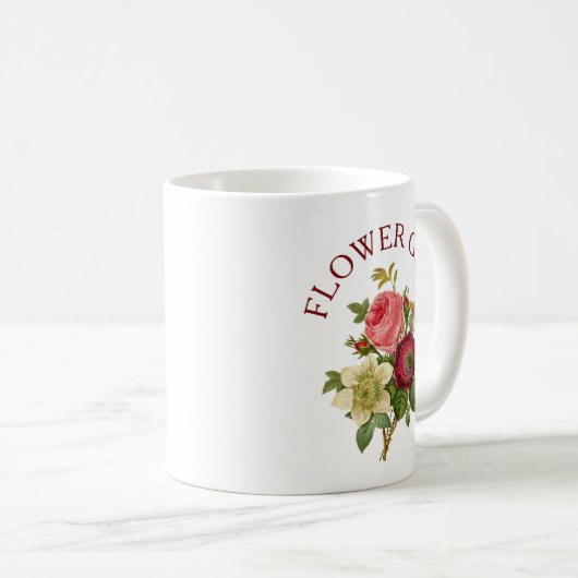 フラワーガールブルゴーニュとピンクのローズブーケマグ コーヒーマグカップ (正面右)