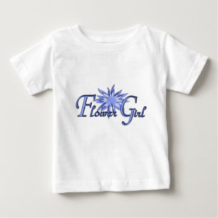 フラワーガールブルーパーソナライズされた長袖 ベビーTシャツ