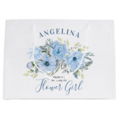 フラワーガールブルーピーニー結婚フローラサンキュー ラージペーパーバッグ (正面)
