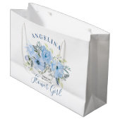 フラワーガールブルーピーニー結婚フローラサンキュー ラージペーパーバッグ (正面アングル)
