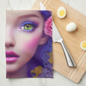 フラワーガールプリンセスインスパイアバイウクライナ文化 キッチンタオル (四つ折り)