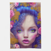 フラワーガールプリンセスインスパイアバイウクライナ文化 キッチンタオル (縦)