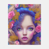 フラワーガールプリンセスインスパイアバイウクライナ文化 フリースブランケット (正面)