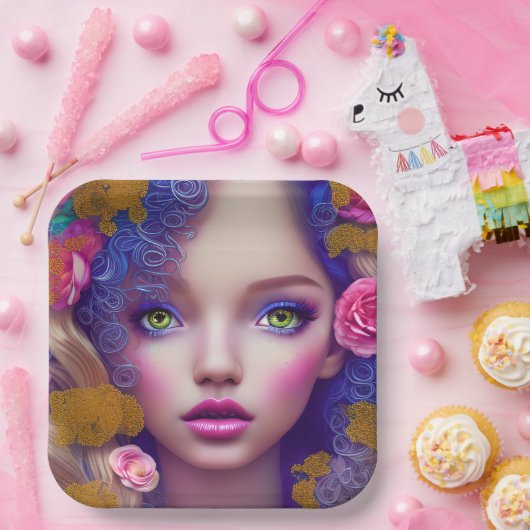 フラワーガールプリンセスインスパイアバイウクライナ文化 ペーパープレート (パーティー)