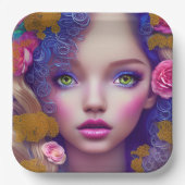 フラワーガールプリンセスインスパイアバイウクライナ文化 ペーパープレート (正面)