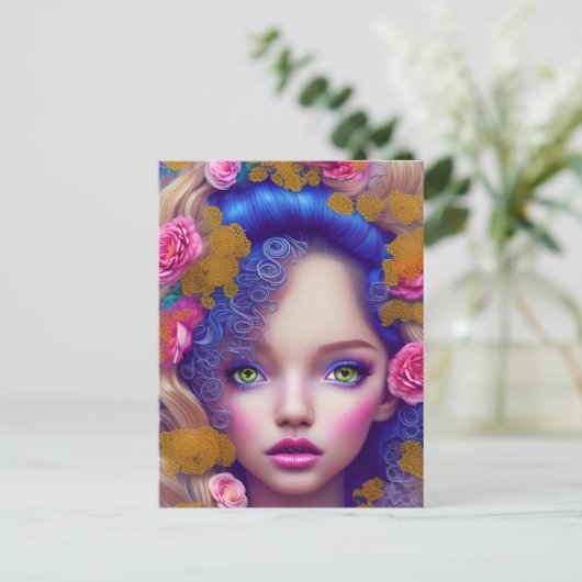 フラワーガールプリンセスインスパイアバイウクライナ文化 ポストカード (スタンド正面)