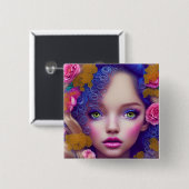 フラワーガールプリンセスインスパイアバイウクライナ文化 缶バッジ (正面&裏面)