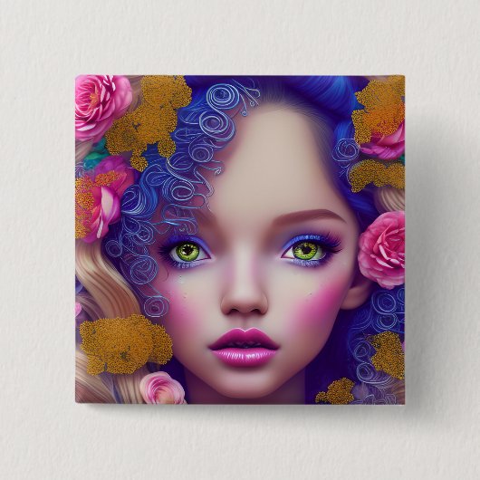 フラワーガールプリンセスインスパイアバイウクライナ文化 缶バッジ (正面)