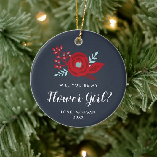 フラワーガールプロポーザルパーソナライズされたJr Bridesmaid セラミックオーナメント (ツリー)