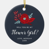 フラワーガールプロポーザルパーソナライズされたJr Bridesmaid セラミックオーナメント (正面)