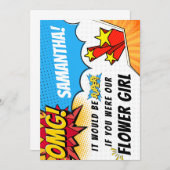 フラワーガールプロポーザル – スーパーヒーローテーマ 招待状 (正面/裏面)