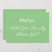 フラワーガールプロポーズセージミニマルグリーン結婚ズ 招待状 (正面/裏面)