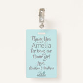 フラワーガールペタルパトロールバッジブルー バッジ (裏面クリップ)