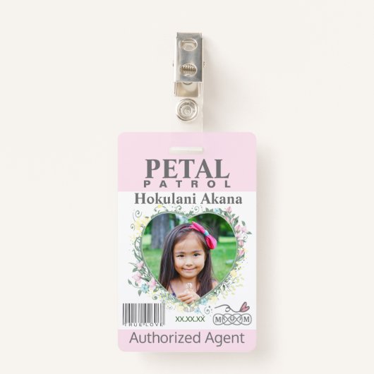 フラワーガールペタルパトロールバッジ赤面 バッジ (正面クリップ)