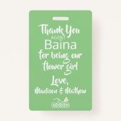 フラワーガールペタルパトロール春の花ブルー バッジ (裏面)