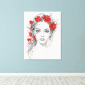 フラワーガールポートレート キャンバスプリント (インサイチュ (ウッドフロア))