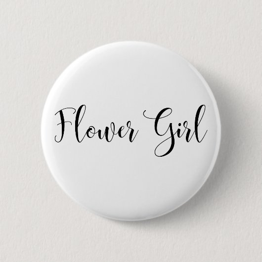 フラワーガールモダンブラックスクリプトタイポグラフィ(30) 缶バッジ (正面)