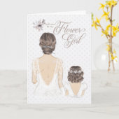 フラワーガールリクエスト結婚の花嫁とガールトープ カード (黄色い花)