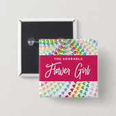 フラワーガールレインボーハートズフラッシュシック結婚ズ 缶バッジ (正面&裏面)
