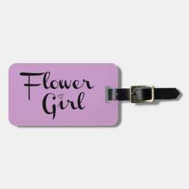 フラワーガールレトロスクリプトブラックオンパープル ラゲッジタグ