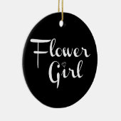 フラワーガールレトロスクリプトホワイトオンブラック セラミックオーナメント (右)
