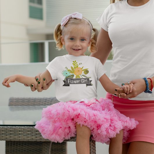 フラワーガールレトロミントシャルボ結婚ードズ ベビーTシャツ
